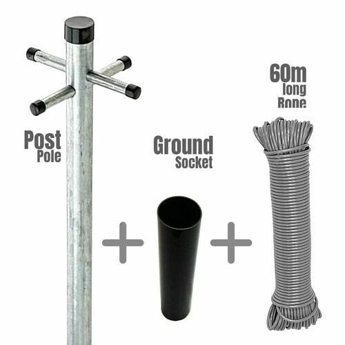 "Washing Line Pole - Galvanized Steel Construction for Long-lasting Outdoor Use"